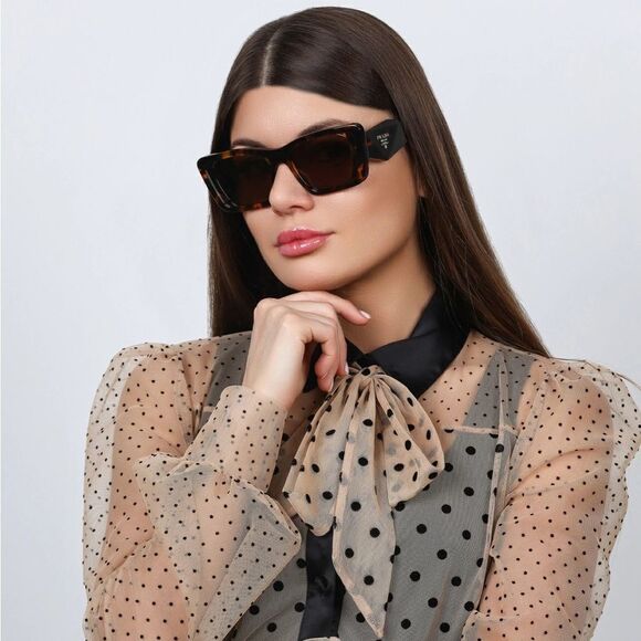 NEW PRADA Sunglasses PR08YS 01V8C1 Havana Honey/Dark Brown Women